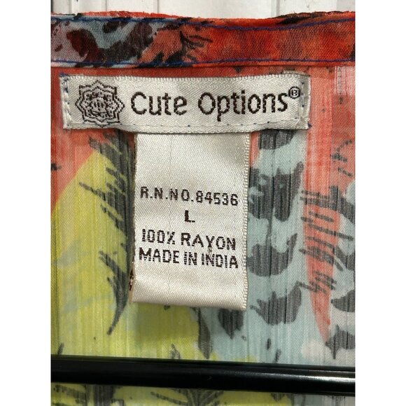 Cute Options Bohemian Multicolor Sheer Tunic Top Sz Large Embellished Beaded - Picture 5 of 8